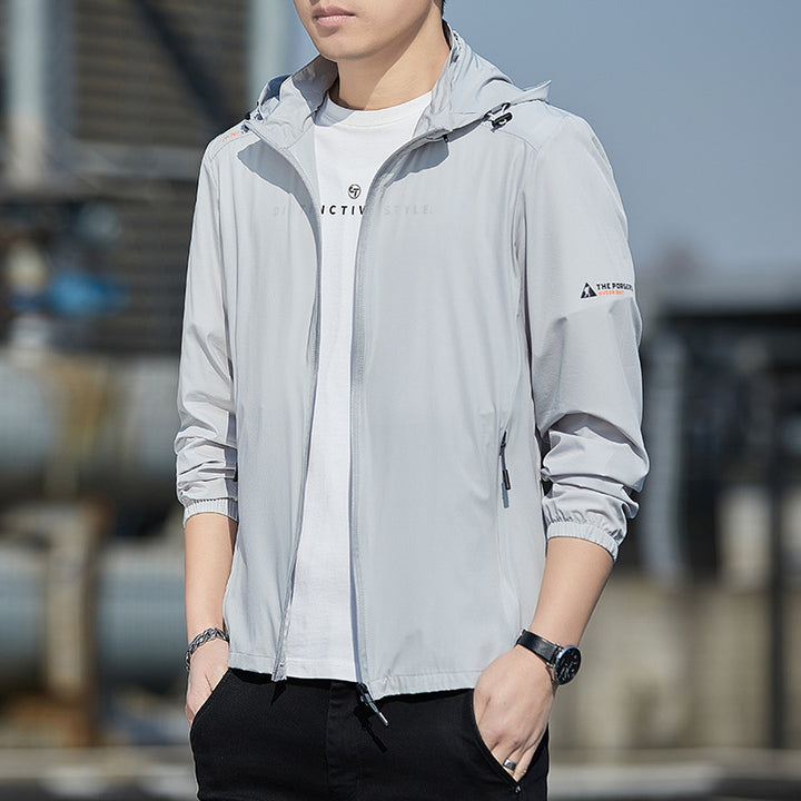 Herren Ultraleichte Wind- und Regenjacke mit Kapuze, Packfunktion und Reißverschlusstaschen Drune