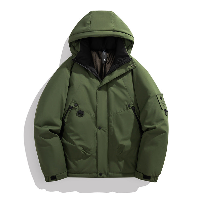 Herren Wattierte Kapuzenjacke im Utility‑Stil mit Multifachtaschen und verstellbarem Saum Drune