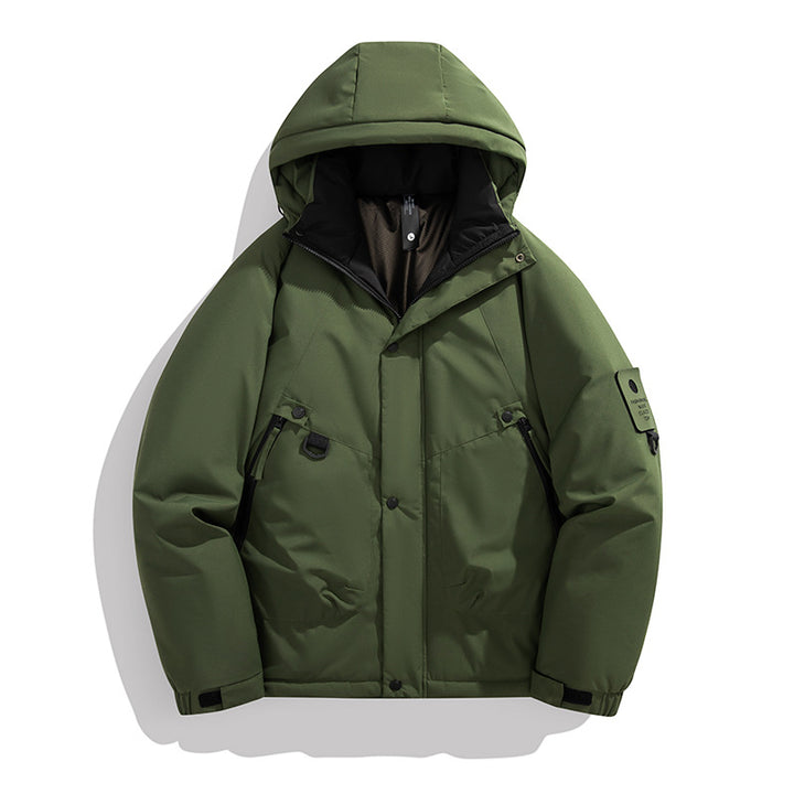 Herren Wattierte Kapuzenjacke im Utility‑Stil mit Multifachtaschen und verstellbarem Saum Drune