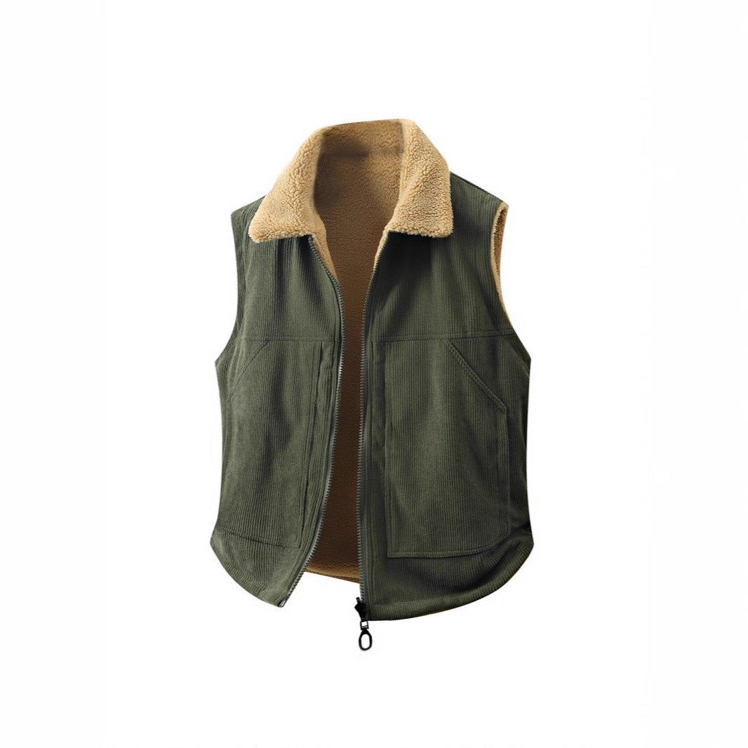 Damen Sherpa-Fleeceveste mit Rippenkragen, durchgehendem Reißverschluss und Eingrifftaschen Drune