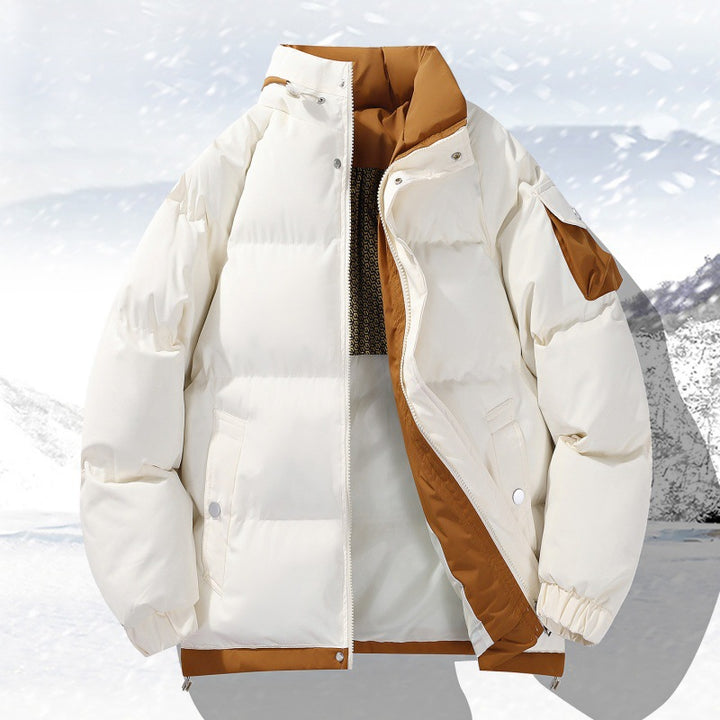 Herren wattierte Outdoor-Steppjacke mit hoher Stehkragen-Isolation und elastischen Bündchen Drune
