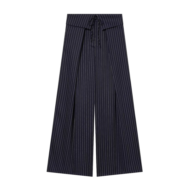 Damen Weite Highwaist-Palazzohose mit Wickel-Front und Taillenschnürung Drune