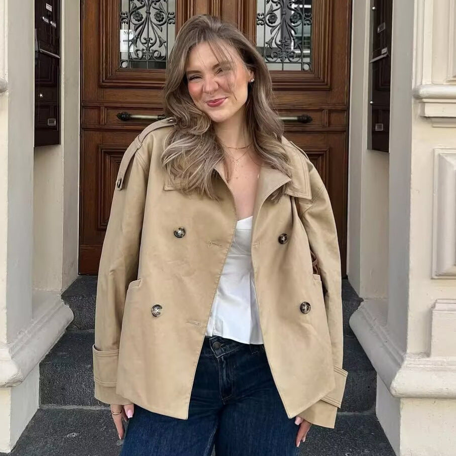Damen modische kurze Trenchcoatjacke Drune