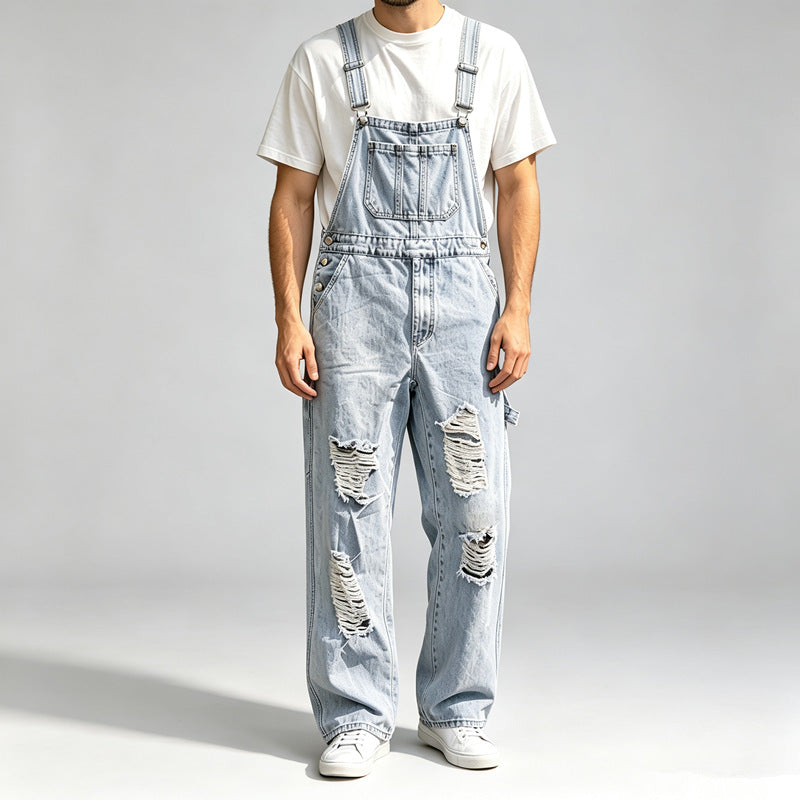 Herren Lässige Ripped Latzhose Drune