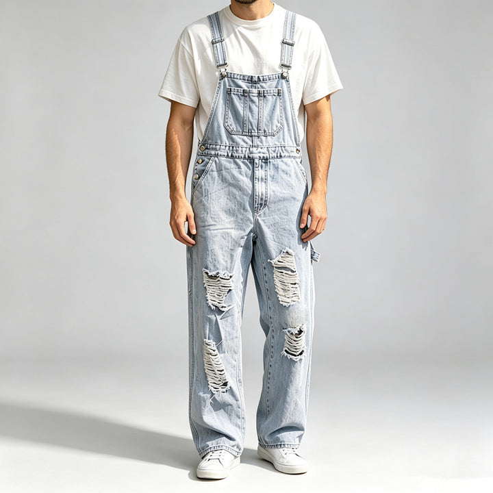 Herren Lässige Ripped Latzhose Drune