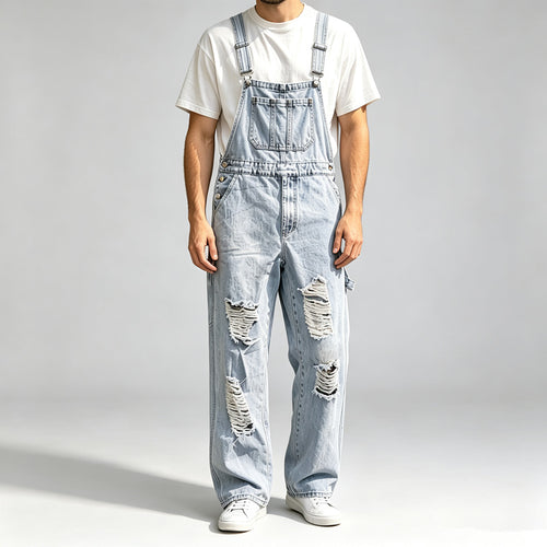 Herren Lässige Ripped Latzhose Drune