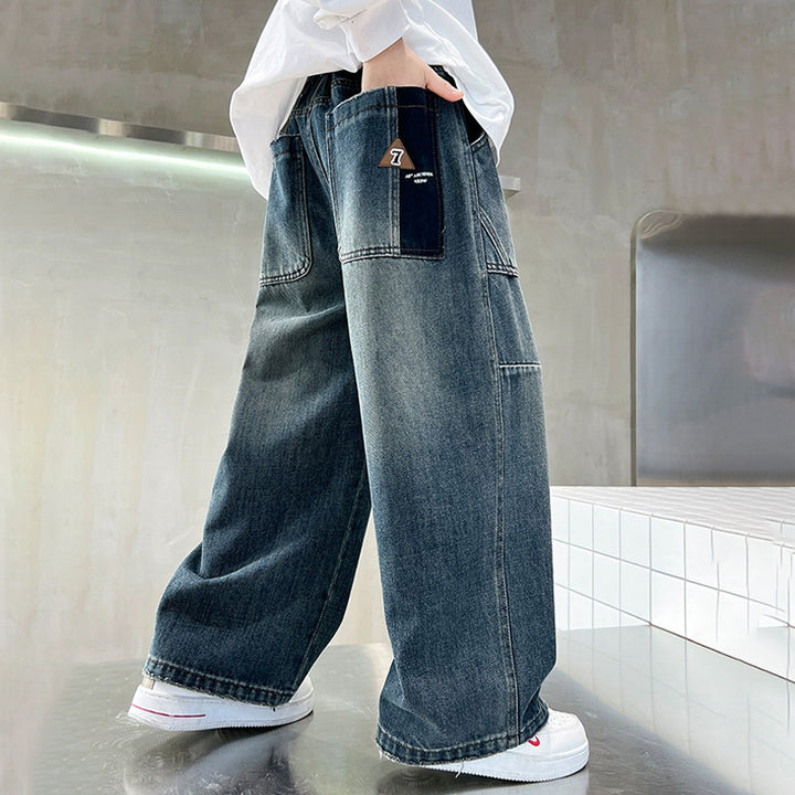 Unisex lockere Utility-Jeans mit tiefen Taschen Drune