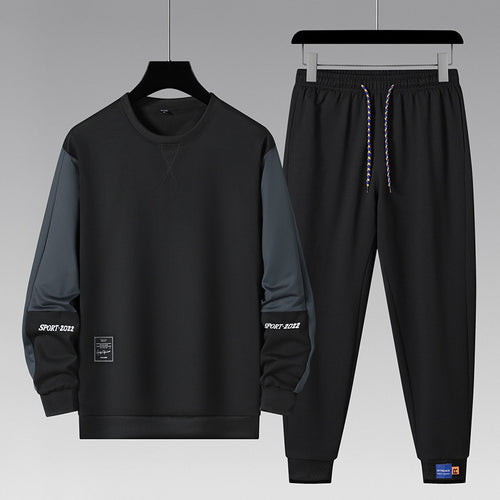 Herren sportliches Jogginganzug-Set mit kontrastärmeln, elastischem Bund und atmungsaktivem Sweatshirt Drune