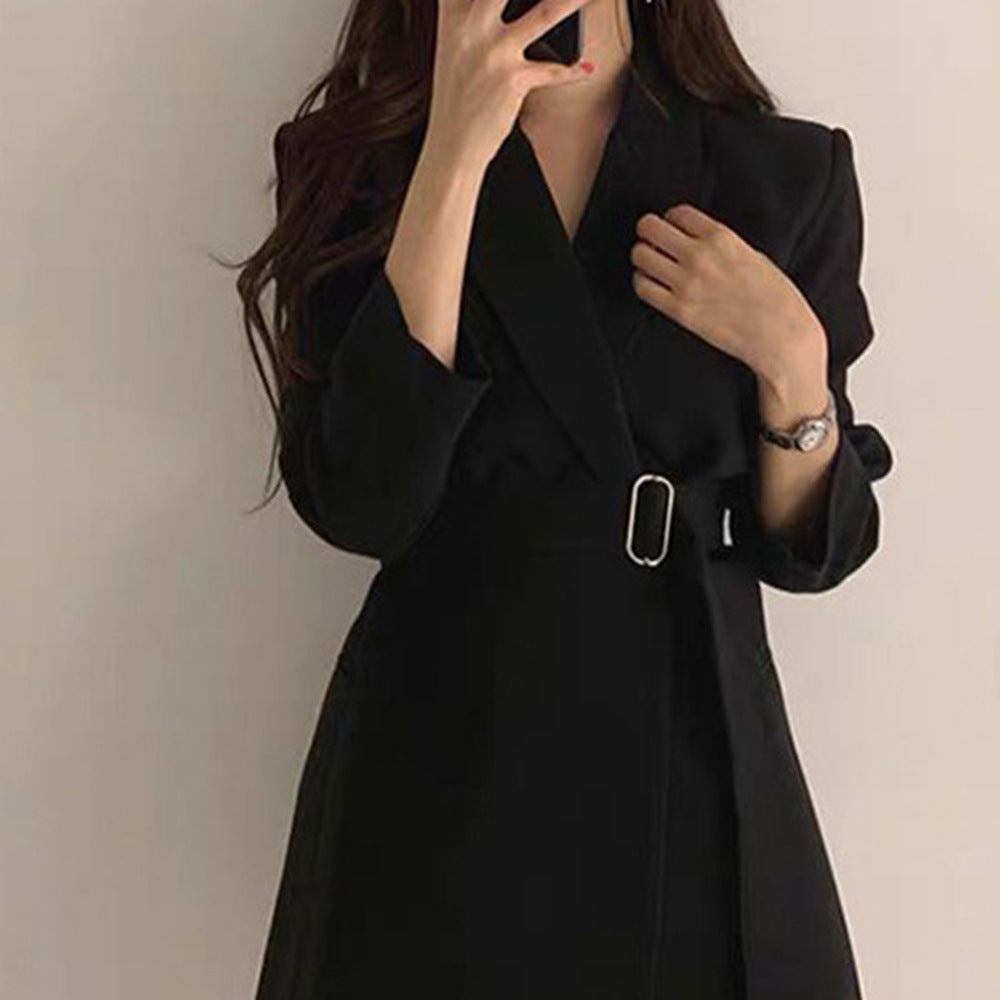 Damen Eleganter Blazer mit Taillengürtel Drune
