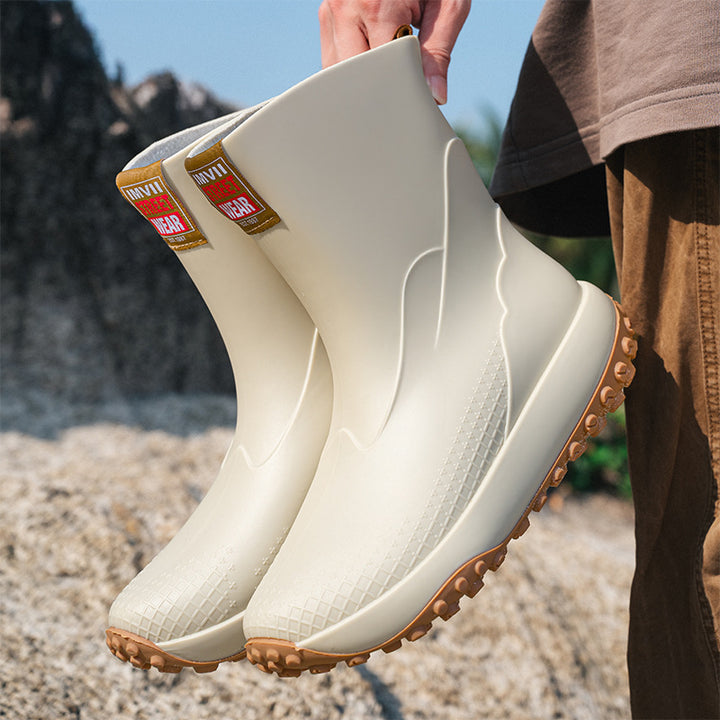 Unisex Wasserdichte Kurzschaft-Outdoor-Gummistiefel mit profilierter Noppenlaufsohle Drune