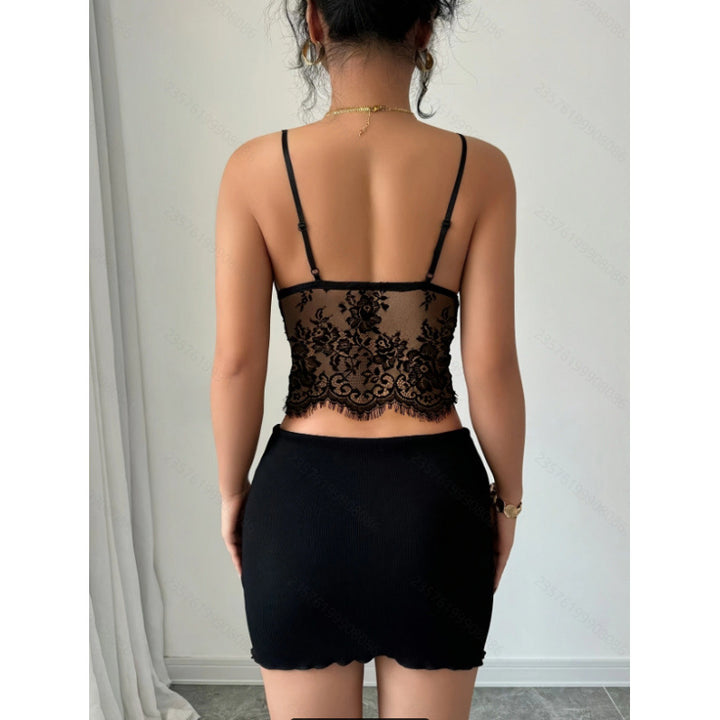 Damen Spitzenbustier mit floralen Akzenten und transparentem Stoff Drune
