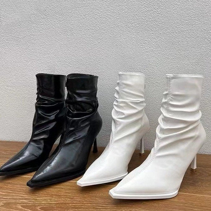 Damen elegante Stiefeletten mit spitzem Zehenbereich und lässigem Schlupfdesign Drune