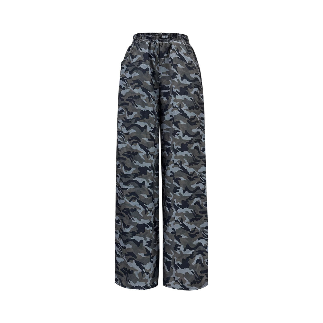 Damen weite Cargo-Hose mit modernem Camouflage-Print Drune