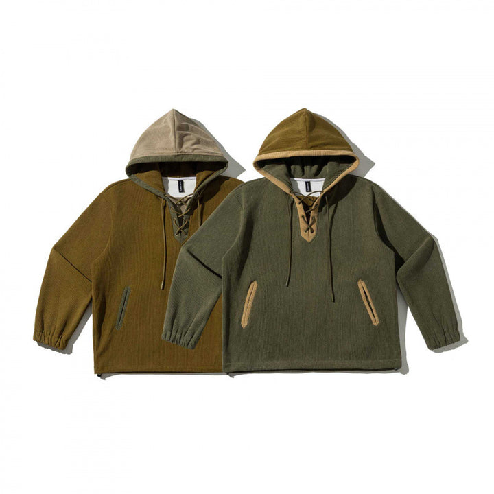 Unisex Oversize Kapuzenpullover mit Schnürung und Kängurutaschen Drune