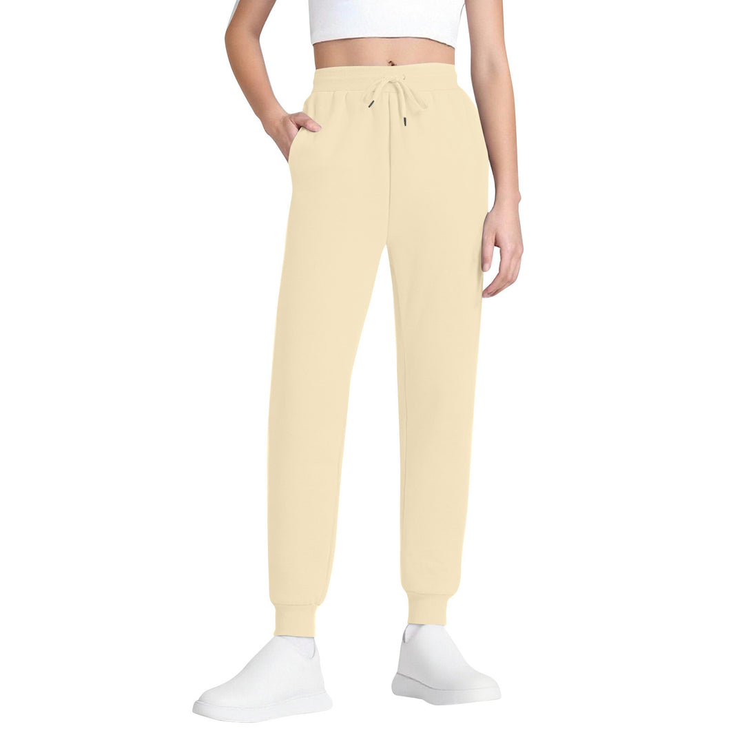 Damen nan schlanke hochgeschnittene Jogginghose mit Tunnelzug, Eingrifftaschen und Bündchen Drune