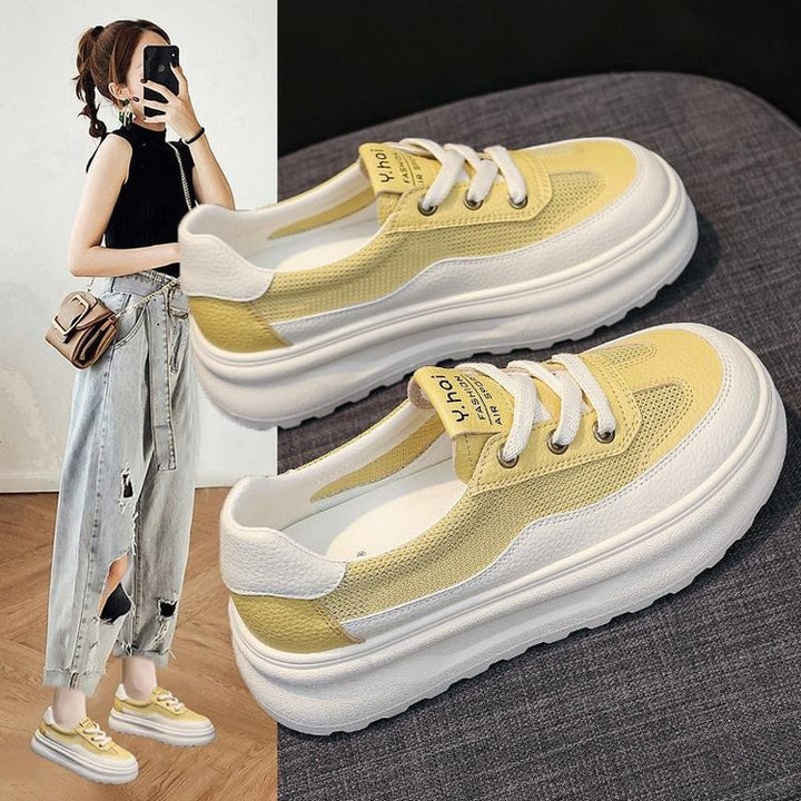 Damen bequeme Plateau-Sneaker aus atmungsaktivem Material Drune