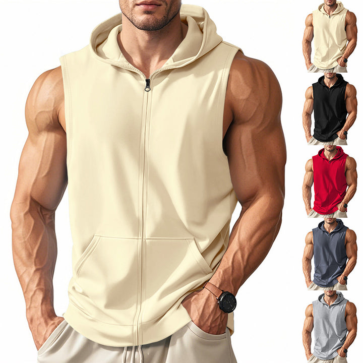 Herren Sportlicher Kapuzen-Sweater ohne Ärmel Drune
