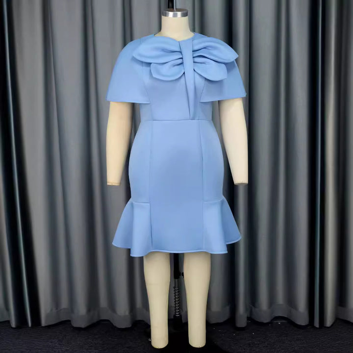 Damen Elegantes Kleid mit voluminösem Schleifenakzent Drune