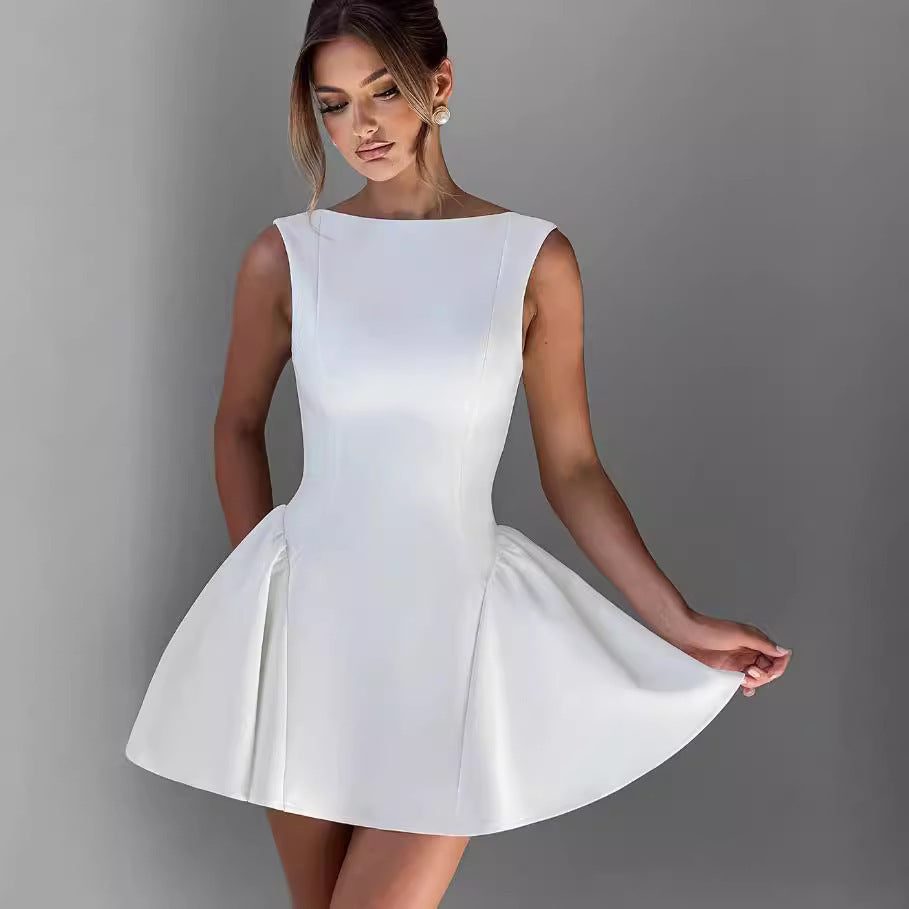Damen Figurumspielendes Cocktailkleid mit schwingendem Rock und elegantem Ausschnitt Drune