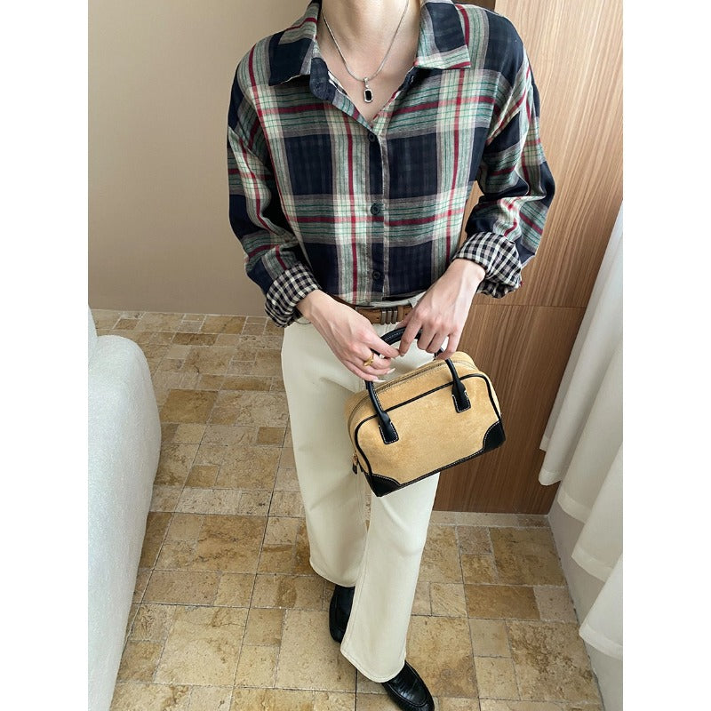 Damen karierte Overshirt mit modischem Schnitt und lässigen Details Drune