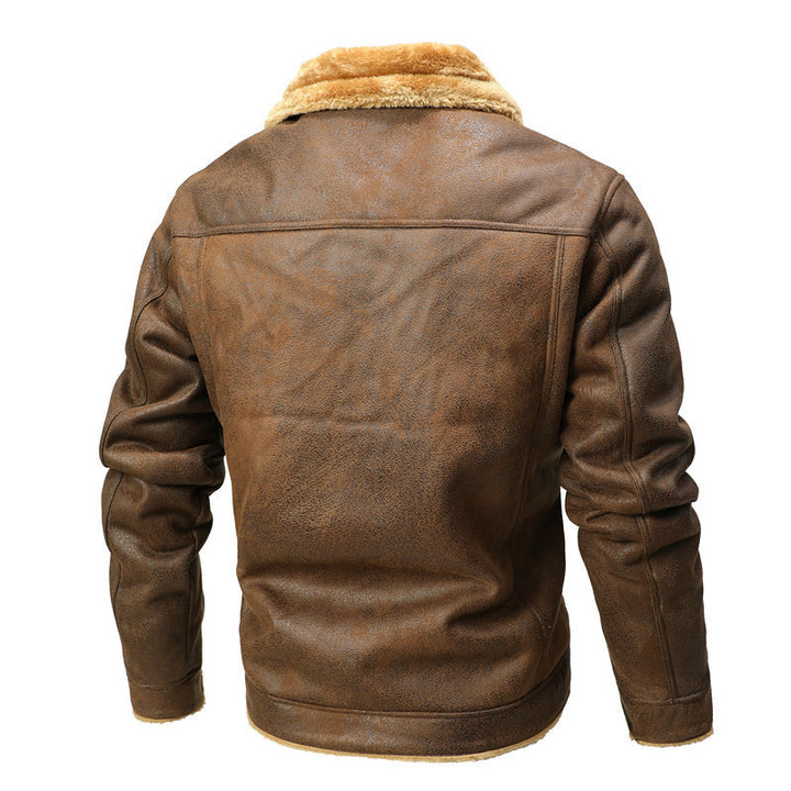 Herren Gefütterte Wildlederimitat-Jacke mit Sherpa-Futter und Hemdkragen Drune