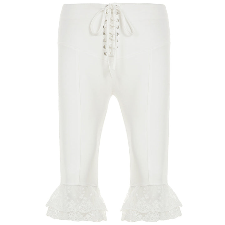 Damen lockere Sporthose mit Spitze und elastischem Bund Drune