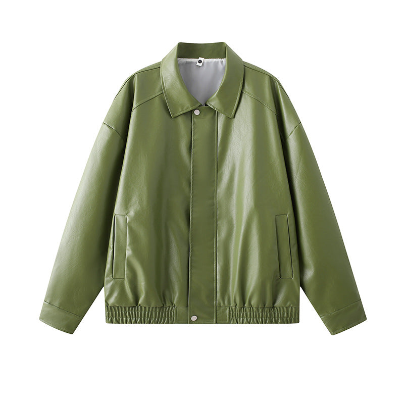 Herren elegante Kunstlederjacke mit elastischem Bund Drune