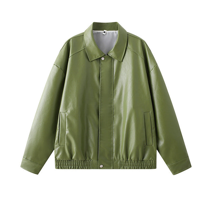 Herren elegante Kunstlederjacke mit elastischem Bund Drune