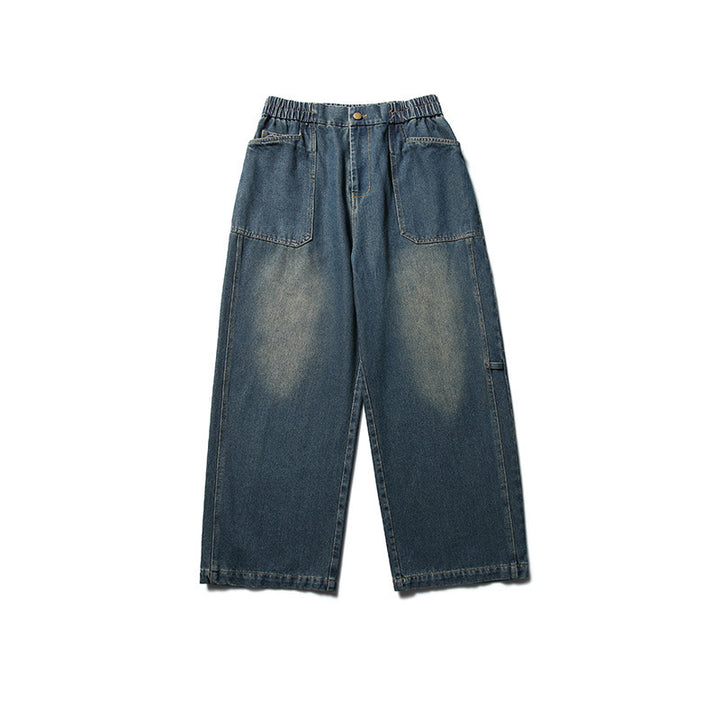 Damen Weite High‑Waist Denim‑Culotte mit elastischem Bund und aufgesetzten Taschen Drune
