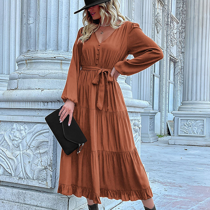 Damen Lange Bluse mit Taillengürtel Drune