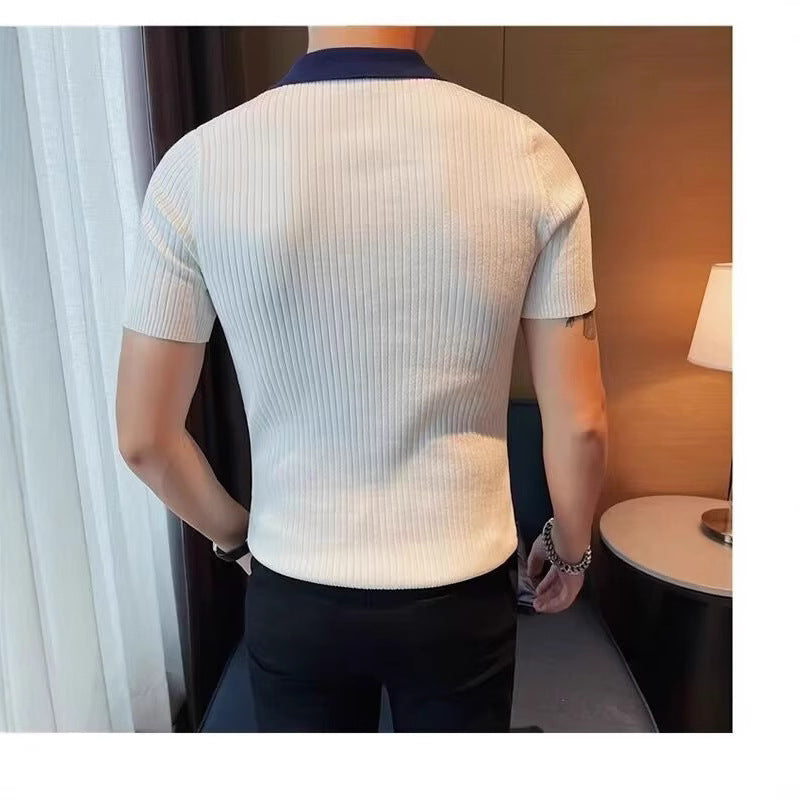 Herren Kurzarm Poloshirt mit Rippstruktur Drune
