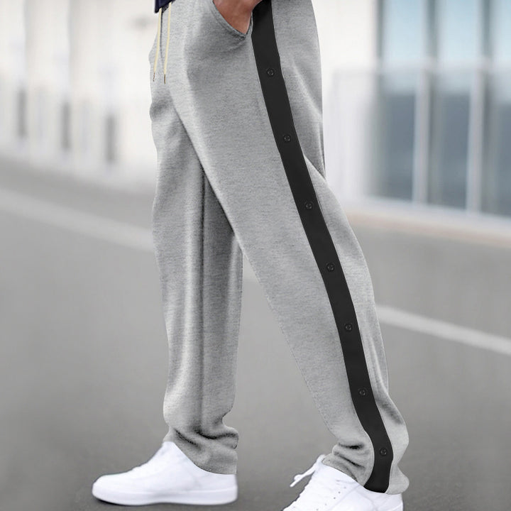 Herren nan locker geschnittene Jogginghose mit Druckknopf-Seitenstreifen und elastischem Kordelbund Drune