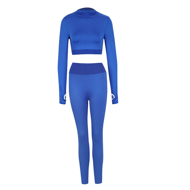 Damen Sportliches Langarm-Crop-Top und Leggings Set Drune