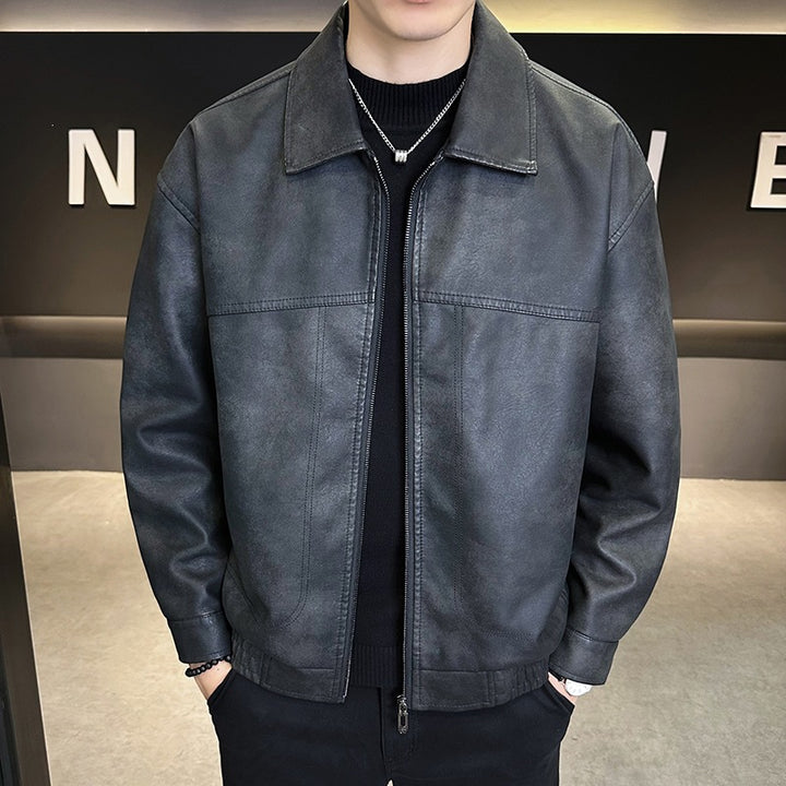 Herren Modische Jacke im Lederlook Drune