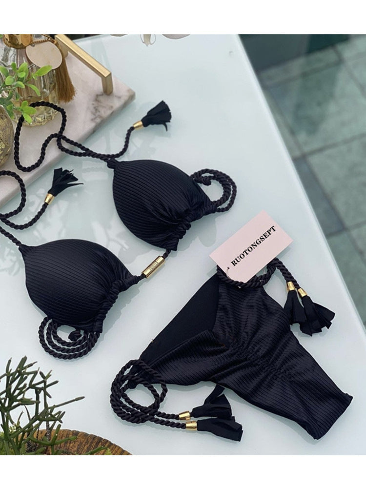Damen Bikini-Set mit verstellbaren Riemen und raffiniertem Design Drune