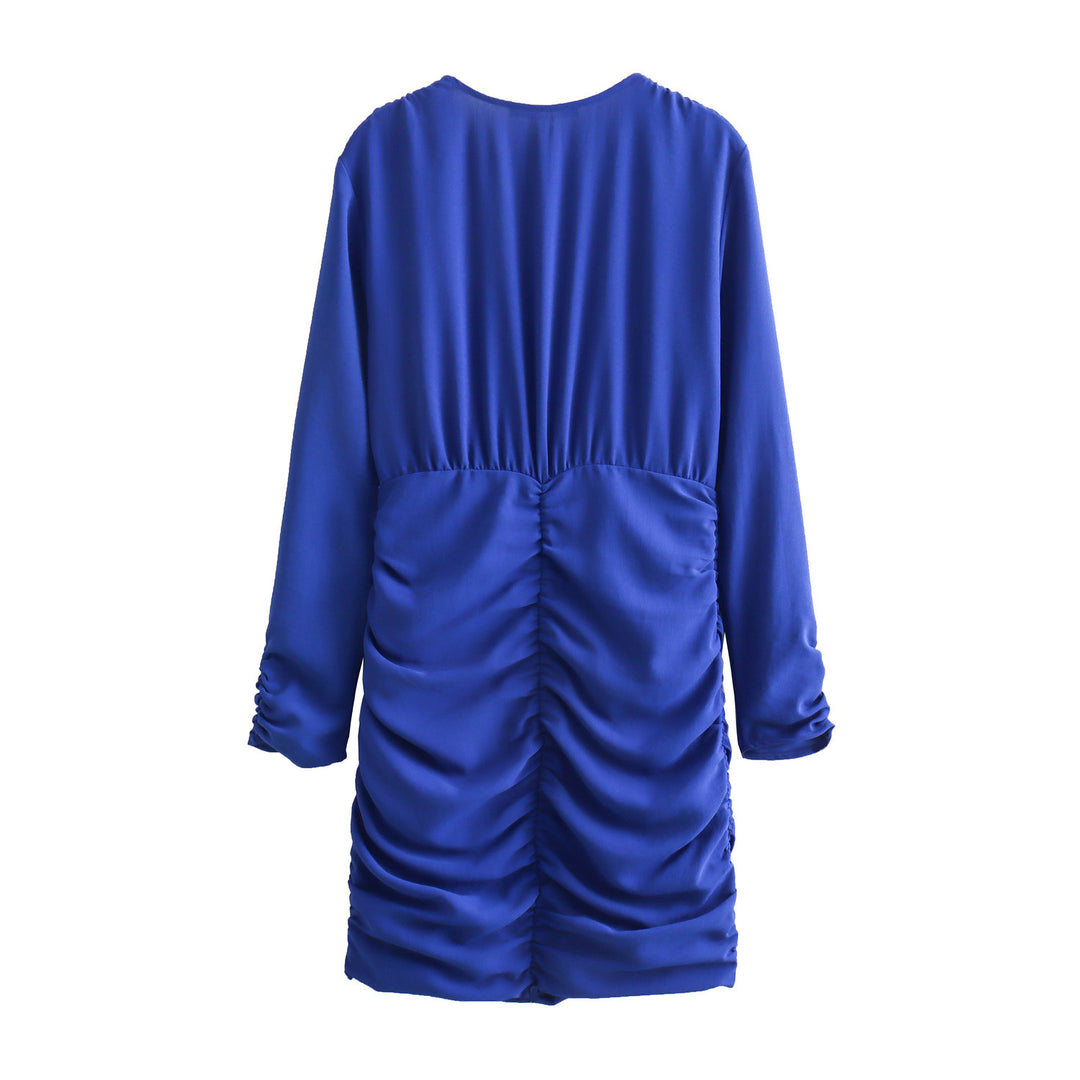 Damen Figurbetontes Minikleid mit tiefem V‑Ausschnitt und seitlichen Raffungen Drune