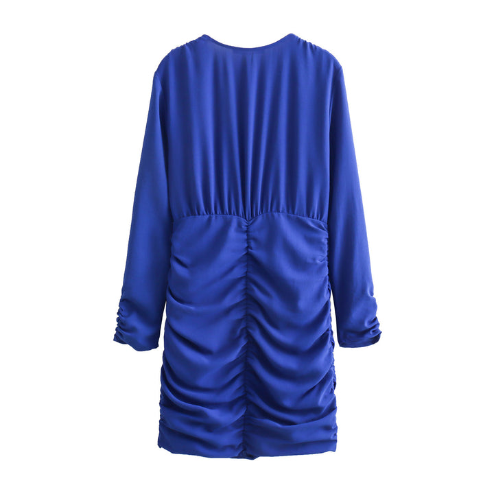 Damen Figurbetontes Minikleid mit tiefem V‑Ausschnitt und seitlichen Raffungen Drune