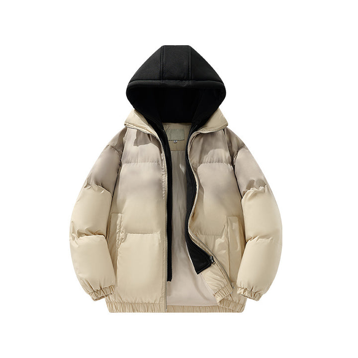 Herren Gefütterte Oversize-Steppjacke mit abnehmbarem Kapuzen‑Einsatz und Farbverlauf Drune