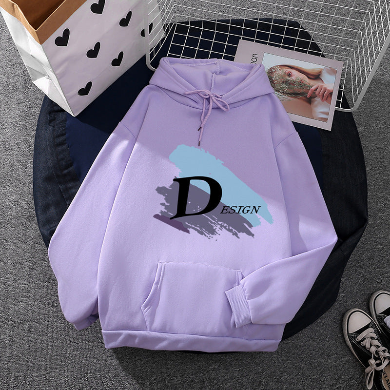 Unisex nan lässiger Kapuzenpullover mit großflächigem Pinsel-Logo, Kängurutasche und verstellbarer Kapuze Drune
