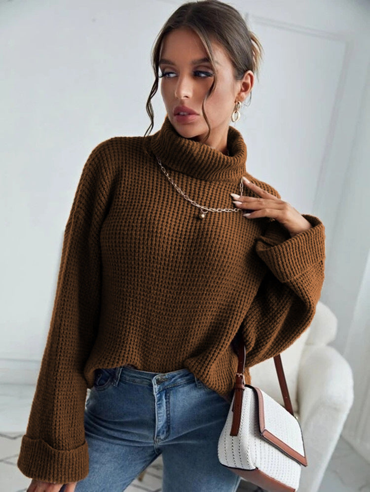Damen Pullover mit hohem Kragen und strukturiertem Design Drune