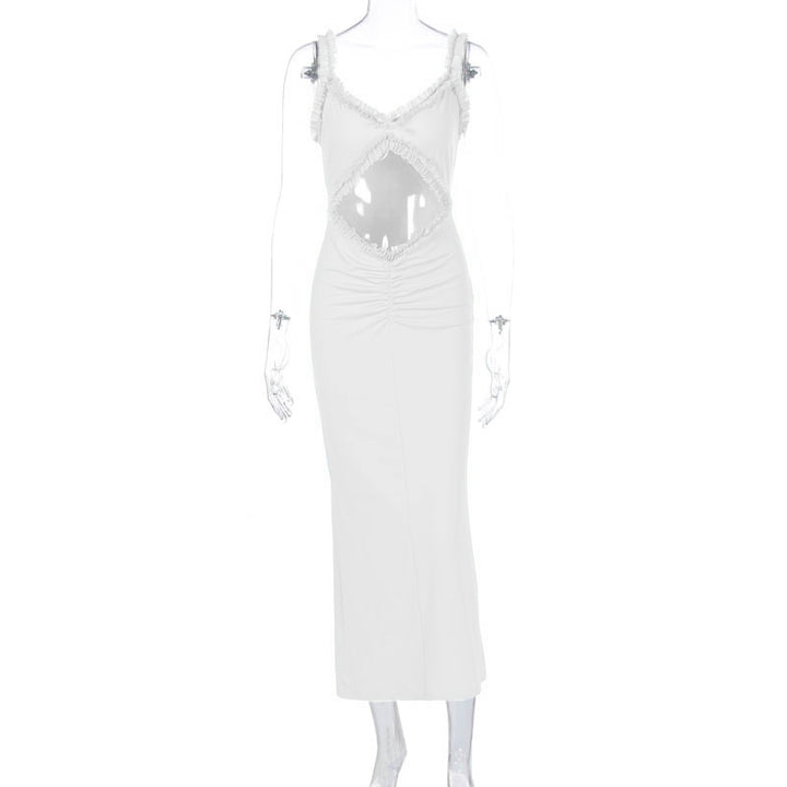 Damen Figurbetontes Wickelkleid mit raffinierten Cut-Outs und Rüschendetails Drune