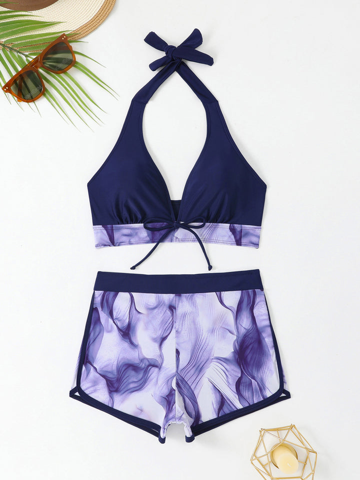 Damen Triangel-Bikini Set mit kurzer Hose Drune