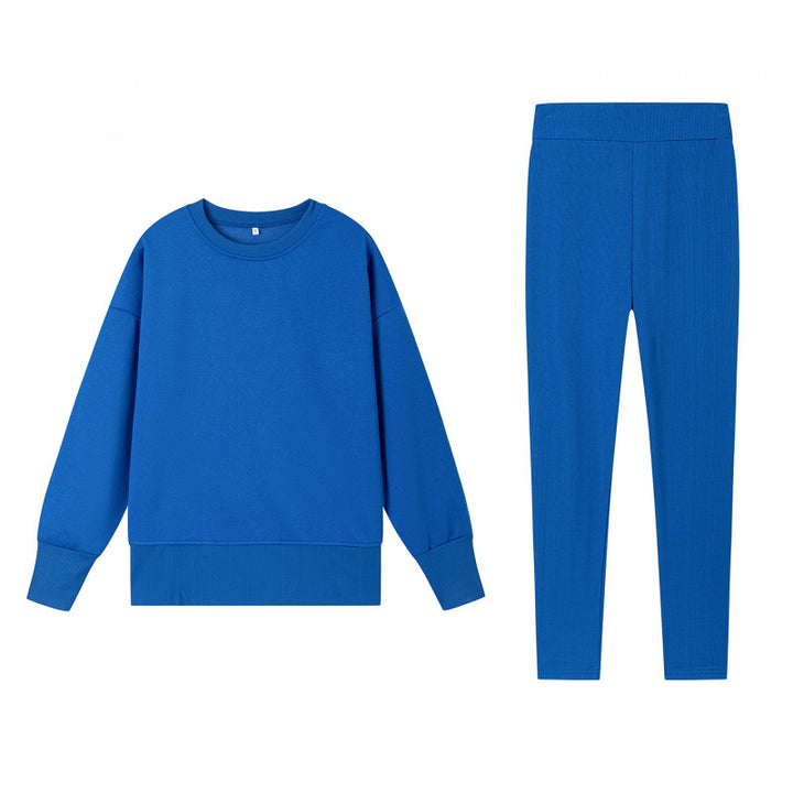 Damen gemütliches Sportset mit lockerem Sweatshirt und enganliegenden Leggings Drune