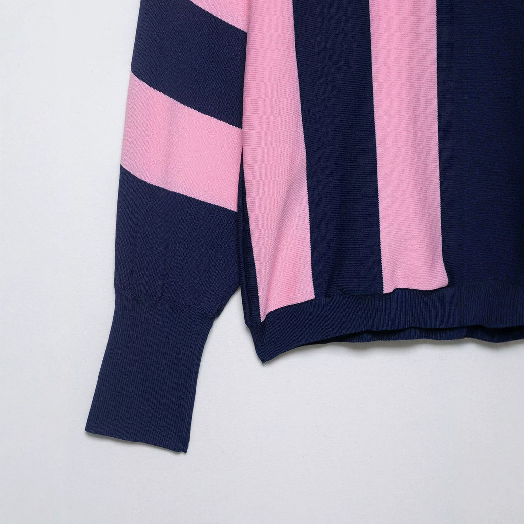 Damen weit geschnittener Strickpullover mit breiten Streifen und Raglanärmeln Drune