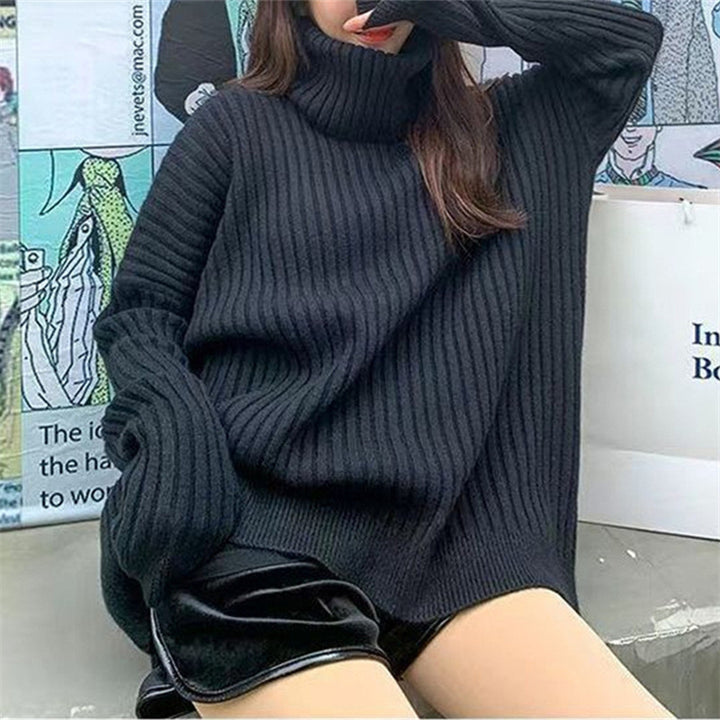 Damen Strickpullover mit hohem Kragen und lässigem Schnitt Drune