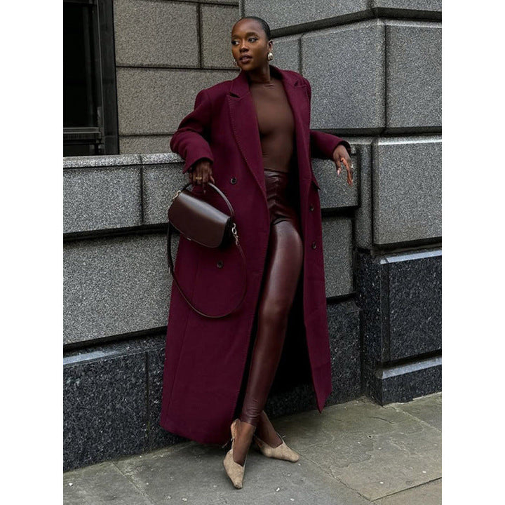 Damen Wool Blend Longcoat Drune