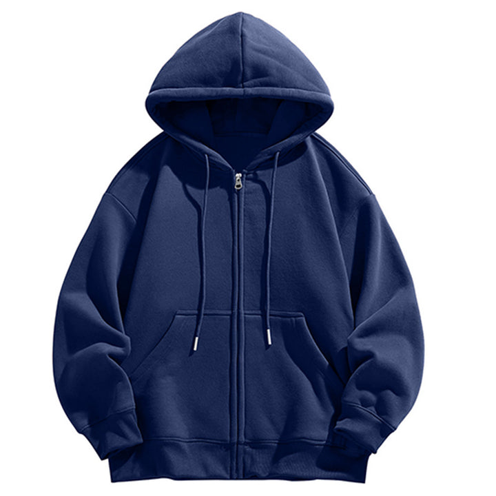 Herren Oversize Kapuzen‑Sweatjacke mit durchgehendem Reißverschluss und Kängurutasche Drune