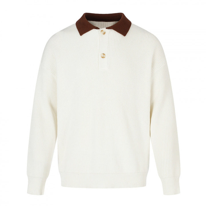 Herren Feinstrick-Polo mit Henley‑Knopfleiste und kontrastierendem Polokragen Drune