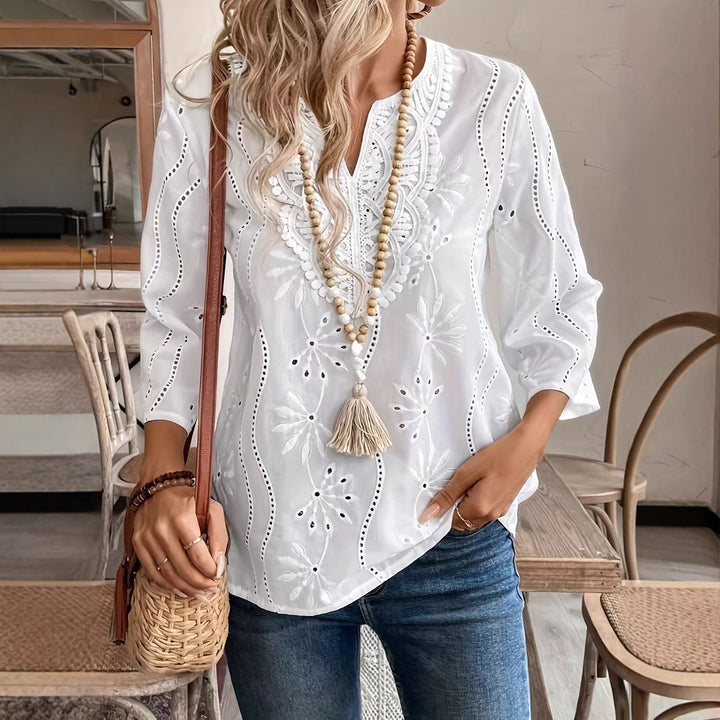 Damen Bluse mit besticktem Design und luftiger Passform Drune