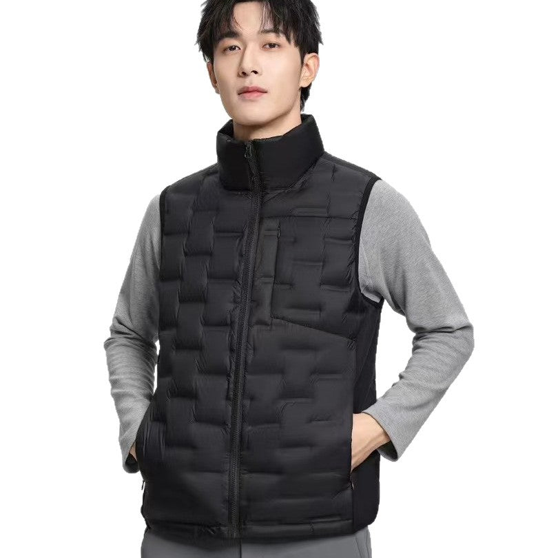 Herren leichte gesteppte Thermo-Daunenjacke mit Stehkragen und Brusttasche Drune